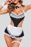 Black Sexy Lace Bandage Patchwork With Bow Lingerie