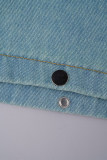 Blue Street Solid Patchwork Draw String Pocket Cerniera Colletto alla coreana Manica lunga Due pezzi