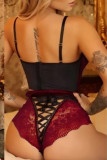 Red Sexy Lace Patchwork Contrast Lingerie