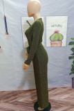 Green Casual Solid Patchwork V Neck Skinny Jumpsuits