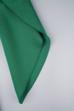 Темно-зеленые повседневные однотонные лоскутные платья с круглым вырезом и трапецией