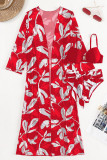 Красные комплекты из 3 предметов в стиле пэчворк с принтом для спортивной одежды (с подкладками)