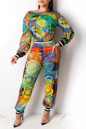 Kleur Casual print Patchwork O-hals Normale jumpsuits