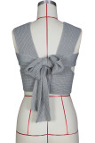 Grey Sexy Solid Bandage Patchwork Asymmetrical Collar Tops