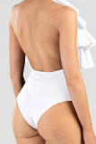 Белая сексуальная спортивная одежда, однотонные лоскутные купальники с кромкой и кромкой (с подкладками)
