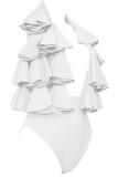Costumi da bagno con cimosa filante in patchwork solido bianco sportivo sexy (con imbottiture)