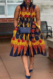 Multicolor Casual Street Daily Elegant Vacation Mixed Printing Printing Contrast Dresses