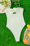 Кремово-белые сексуальные однотонные купальники с открытой спиной (с подкладками)