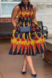 Multicolor Casual Street Daily Elegant Vacation Mixed Printing Printing Contrast Dresses
