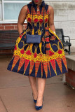 Multicolor Casual Street Daily Elegant Vacation Mixed Printing Printing Contrast Dresses