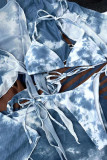 Trajes de baño de patchwork con vendaje de cambio gradual de ropa deportiva azul (con relleno)