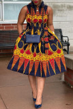Multicolor Casual Street Daily Elegant Vacation Mixed Printing Printing Contrast Dresses