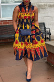 Multicolor Casual Street Daily Elegant Vacation Mixed Printing Printing Contrast Dresses