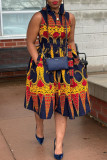 Multicolor Casual Street Daily Elegant Vacation Mixed Printing Printing Contrast Dresses