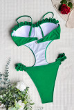 Costumi da bagno sportivi patchwork solidi verdi (con imbottiture)