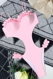 Светло-розовая спортивная одежда Однотонные лоскутные купальники (с подкладками)