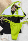 Fruit Green Sexy Sportswear Solid Patchwork Chains Maillots de bain (avec rembourrages)