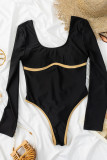 Maillots de bain contrastés noirs Sportswear Patchwork