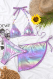Фиолетовая сексуальная спортивная одежда с постепенным изменением бинтов в стиле пэчворк, комплекты из 3 предметов (с подкладками)
