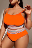Tangerine Sportswear Color Block Patchwork Swimwears(With Paddings)
