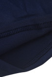 ロイヤルブルー カジュアル ソリッド 包帯 パッチワーク シースルー O ネック レギュラー ジャンプスーツ