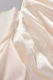 Abricot Sexy Formelle Solide Dos Nu Fente Oblique Col Robe De Soirée Robes