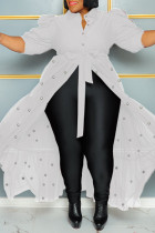 Белые винтажные повязки в стиле пэчворк с пряжкой из жемчужной сетки и отложным воротником, трапециевидные платья больших размеров