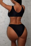 Black Sexy Solid Hollowed Out Backless Swimwears (With Paddings)