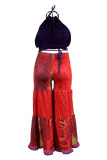 Красная сексуальная повседневная повязка с принтом и открытой спиной, без рукавов, из двух частей