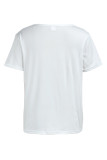 Белые повседневные лоскутные футболки с круглым вырезом и средней талией с принтом