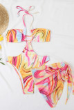 Trajes de baño con retazos y vendaje con estampado de ropa deportiva multicolor (con relleno)