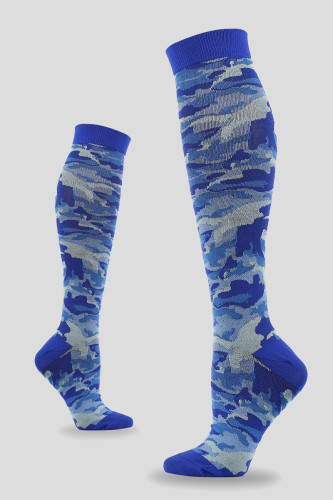 Blue Casual Print Patchwork Sock