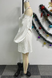 White Casual Sweet Daily Elegant Simplicity Solid Color Halter Dresses