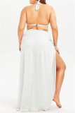 White Sexy Solid Backless Swimwears Cover Up