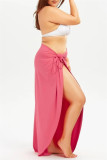 Pink Sexy Solid Backless Swimwears Cover Up