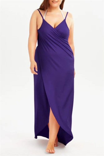Purple Sexy Solid Backless Swimwears Cover Up