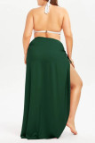 Ink Green Sexy Solid Backless Swimwears Cover Up