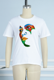 Vita Casual Print Patchwork O-hals T-shirts
