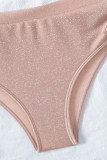 Costumi da bagno con cordoncino per abbigliamento sportivo rosa in tinta unita patchwork (con imbottitura)