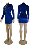 Синие элегантные платья-футляры с воротником-молнией и застежкой-молнией в стиле пэчворк