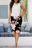 Black Sexy Floral Hollowed Out Patchwork Buttons Slit Asymmetrical Collar Princess Dresses
