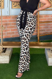 Bota com estampa de leopardo casual patchwork com corte de cintura alta e alto falante com estampa completa