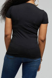 Черные повседневные футболки с круглым вырезом и принтом в стиле пэчворк