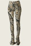 Multicolor Casual Print Patchwork Boot Cut Mid Waist Speaker Full Print Bottoms