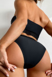 Черная спортивная одежда Лоскутные контрастные купальники (с подкладками)
