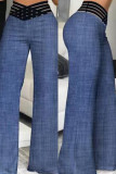 ローズレッド カジュアル ソリッド パッチワーク レギュラー ハイウエスト 従来のソリッドカラー パンツ