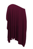 Бордовые уличные однотонные длинные платья в стиле пэчворк с открытой спиной и косым воротником
