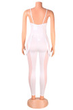 Apricot Sexy Solid Patchwork See-through Skull Spaghetti Strap Skinny Jumpsuits