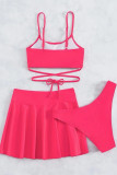 Розово-красная спортивная одежда, однотонные лоскутные комплекты из 3 предметов (с подкладками)