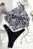 Zebra Sportswear Animal Print Patchwork Trajes de banho (com enchimentos)